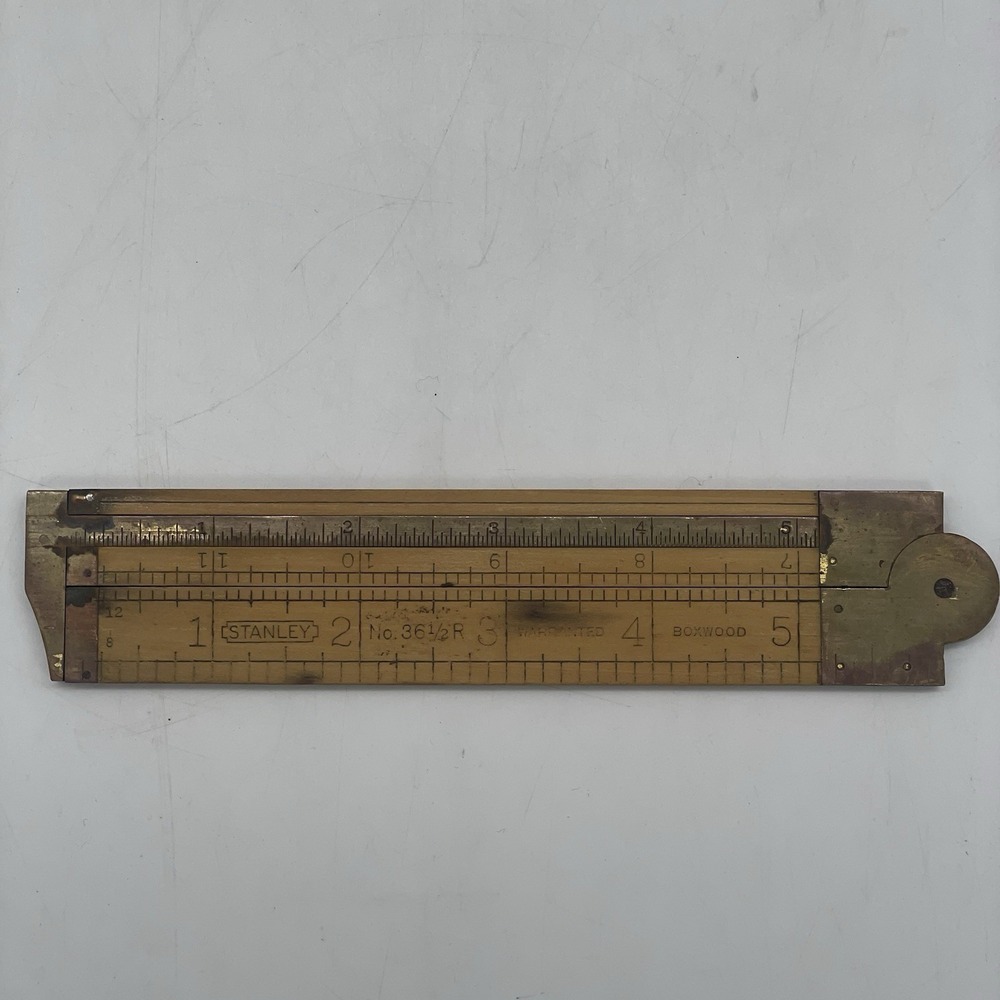 Vintage Stanley No. 36-1/2 R  12" Woodworkers Folding Rule Wood Ruler Made USA